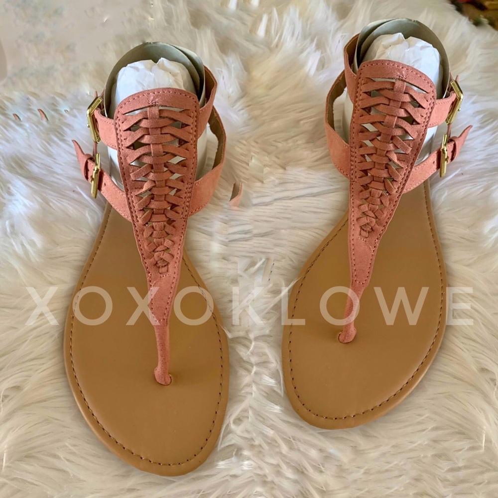 Yellow Gladiator Thong Sandal Double Buckle Vegan Suede - Picture 5 of 5